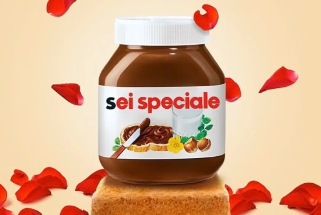 Fotografia del vasetto Nutella con la dedica "Sei Speciale"